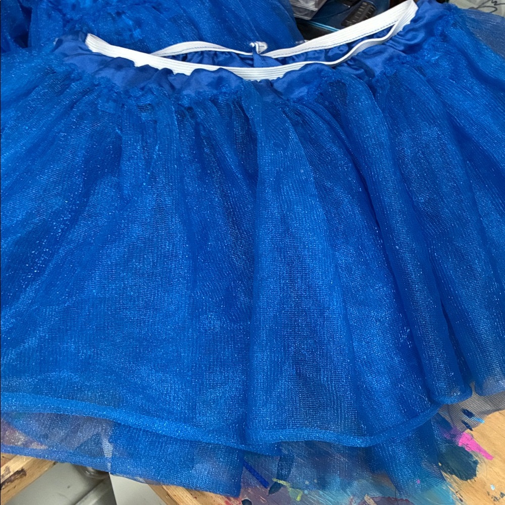 SPOOKY SALE!Two M-L Vibrant Blue Tulle Skirts Tutus and Blue Leggings